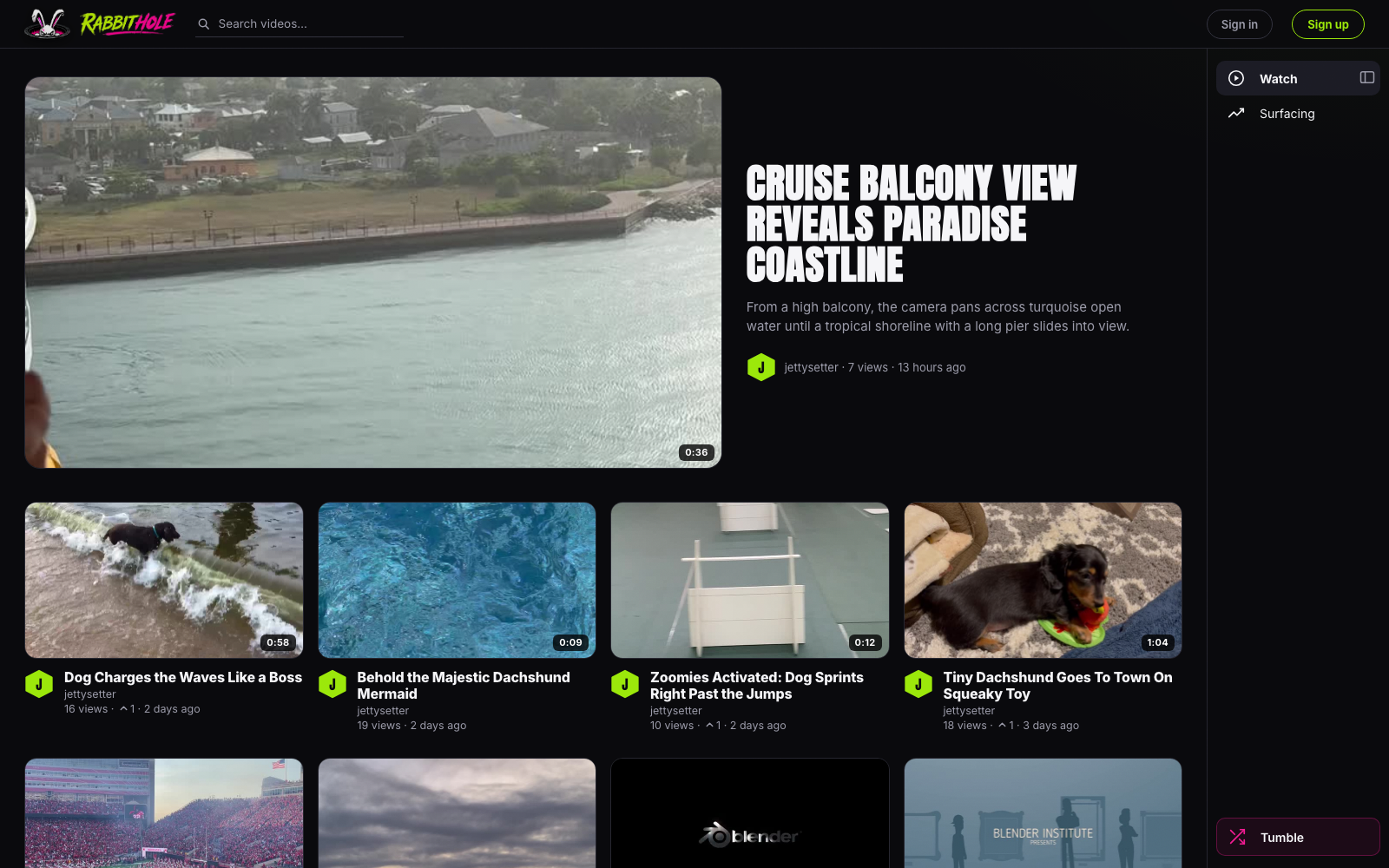 RabbitHole event-driven video streaming platform